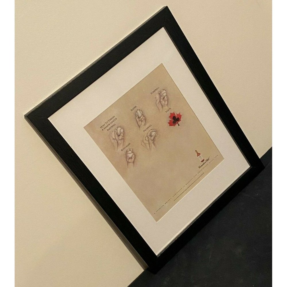 Vintage Canadian Club Baseball Framed Print Ad